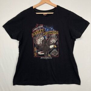 Harley Davidson Womens Shirt Biker Grunge Rock N Roll Edgy Casual Tee Black XL